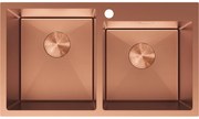 Mexen Xorin, 2-komorový nerezový drez 780 x 450 mm, brúsená meď, 6441782000-65