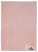 Ružový plyšový pléd s mačičkou Olli I- 130 * 160 cm