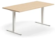Kancelársky stôl QBUS, rovný, 1600x800 mm, T-rám, biely rám, dub