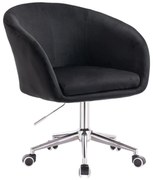 LuxuryForm DESIGN Stolička VENICE VELUR na striebornej podstave s kolieskami - čierna