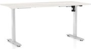 Výškovo nastaviteľný stôl OfficeTech A, 160 x 80 cm, biela podnož, biely jaseň