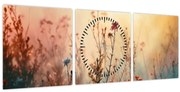 Obraz - Divoké kvety (s hodinami) (90x30 cm)