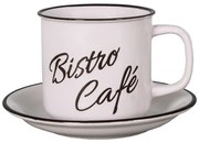 Biela kameninová šálka s tanierikom Antic Line Bistro - Café