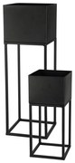 KOVOVÝ KVETINÁČ SO STOJANOM PLAIN SADA 2KS 58X19 CM+37X16 CM ČIERNA