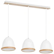 Závesné svietidlo Studio, 3x drevené/biele kovové tienidlo, (fi 21cm), w/br
