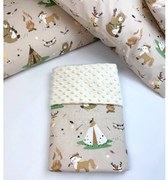 Detská deka Indiáni/minky béžová 100x75 cm – obojstranná deka do kočíka s indiánskym motívom