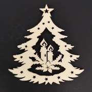 AMADEA Drevená ozdoba stromček so sviečkami 6 cm