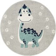 Detský koberec EMILY KIDS 5860C Dinosaurus, tyrkysový / svetlosivý