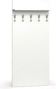 Vešiaková stena HORIZONT, 5 háčikov, polica, biela