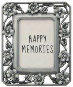 Strieborný fotorámček s kvietkami - 4*5 cm