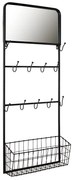 Nástenná kovová polica s háčikmi a zrkadlom - 44 * 15 * 112 cm