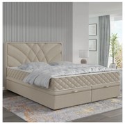 Čalúnená posteľ GINA 160x200 cm s matracmi a úložným priestorom, béžová