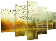 Obraz maľované krajiny so sídlom (150x105 cm)