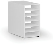 Prístavná policová skrinka k pracovnému stolu PRIMO WHITE, pravá, biela