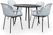 Noela Záhradný jedálenský set Wilder + 4x kreslo GABY sivá