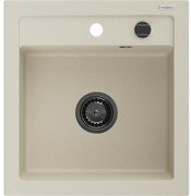 Mexen Vito, granitový drez 520x490x210 mm, 1-komorový, béžová s čiernym sifónom, 6503521000-69-B