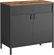 Kovová úložná skrinka BRIX, 76x80x40cm, hnedá/čierna SongmicsHome