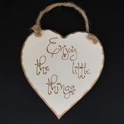 AMADEA Drevené srdce s rytým textom Enjoy little things, masívne drevo, 16x15x1 cm