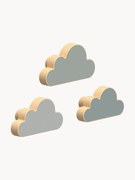 Ručne vyrobené nástenné vešiaky z bukového dreva Cloud, 3 ks