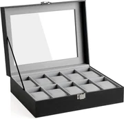 Box na hodinky Watch1, 25,5x7,8x20,2 cm, čierna/sivá