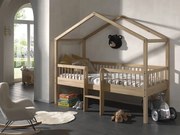 Domčeková posteľ pre deti s rebríkom Forrest dubové drevo 90x200cm