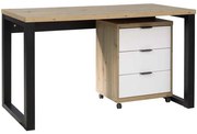 Set Max I Písací stôl + Skrinka na kolieskach biela/dub artisan/čierna