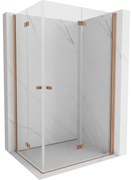 Mexen Mist-F Duo, skladací sprchový kút 70 x 75 cm, priehľadný, brúsená meď - 8A6-070L-075P-65-00