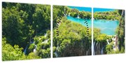 Obraz - Vodopády (s hodinami) (90x30 cm)