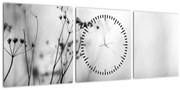Obraz - Detail lúčnych kvetov (s hodinami) (90x30 cm)