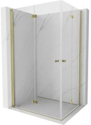 Mexen Mist-F Duo, skladací sprchový kút 75 x 70 cm, číre sklo, zlatý lesklý profil, 8A6-075L-070P-50-00