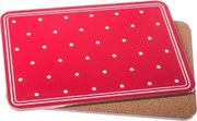 Korkové prestieranie (2 ks) 29x21 cm, červené s bodkami%