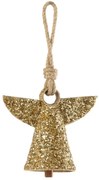 Strieborný kovový zvonček s korálkami Angel - 17*9*28 cm