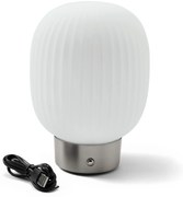 Stolová LED lampa s akumulátorom so skleneným tienidlom