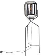 Dizajnová stojaca lampa čierna s dymovým sklom - Bliss