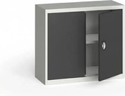 Plechová policová skriňa na náradie KOVONA, 800 x 950 x 400 mm, 1 polica, sivá/tmavo sivá