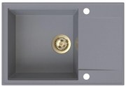 Sink Quality Sink55, kuchynský granitový drez 680x460x215 mm + zlatý sifón, šedá, SKQ-SINK.D.1KDO.XG