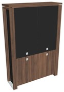 Vysoká skriňa Verno+ S 140 x 46 x 210 cm, kombinované dvere, orech / čierna