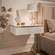 ZÁVESNÝ NOČNÝ STOLÍK NESSIE BIELY LESK + ZLATÝ