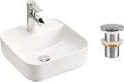 Comad Keramické umývadlo na dosku Magic 40x40 biele + výpusť Click-Clack, chróm