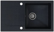 Sink Quality Ferrum, kuchynský granitový drez 770x450x190 mm + čierny sifón, čierna škvrnitá-BROCADE, SKQ-FER.B.1KDO.XB