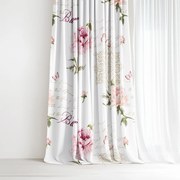 Goldea bavlnený záves - pivonky s textami 240x150 cm