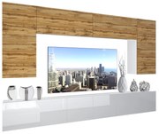 Obývacia stena Belini Premium Full Version dub wotan / biely lesk + LED osvetlenie Nexum 22