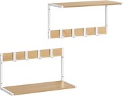 Nástenné plávajúce poličky 2 ks, s háčikmi, 50 x 24,2 x 26,5 cm, dub a biela