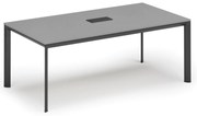 Rokovací stôl PRIMO INVITATION, 200x100 cm, sivá + stolná zásuvka TYP I, čierna