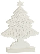 Dekorácia biely drevený stromček s ľad svetielkami - 19*5*28 cm