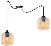 Závesné svietidlo Riffle Spider, 2x medové sklenené tienidlo