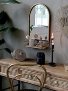 Bronzové antik nástenné kovové zrkadlo s poličkou Sany - 33*13*56 cm