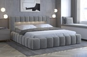 Manželská posteľ 140 cm Luxa (sivá) (s roštom, úl. priestorom a LED). Akcia -20%. Vlastná spoľahlivá doprava až k Vám domov. 1041558