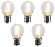 Sada 5 stmievateľných LED žiaroviek E27 Filament G45 číra 4W 470 lm 2700K