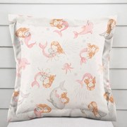 Biante Detská bavlnená obliečka na vankúš s lemom Sandra SA-527 Ružové morské panny s delfínmi a veľrybami na bielom 30 x 50 cm